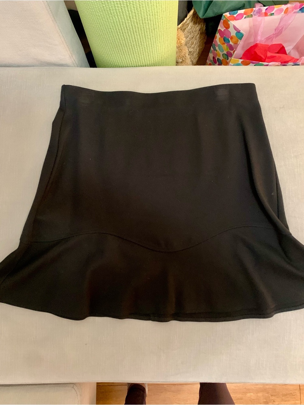 LOFT Black Flared Skater Skirt with Subtle Ruffle